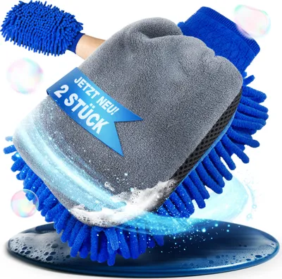 Produktbild von 2x NTG Reinigungshandschuh eine Seite Frotte und eine Seite Microfaser 20 x 16 cm