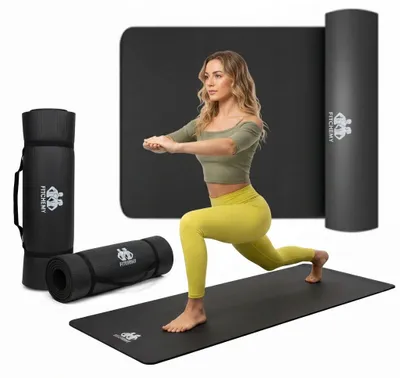 Zdjęcie produktu dla Mata Do Ćwiczeń Fitchemy Jogi Gimnastyka Nbr 1,5Cm Gruba Fitness Z Uchwytem