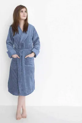 Produktbild von ETÉREA® Bademantel Damen & Herren flauschig aus 100% Baumwolle Velours Uni - Sauna Bademantel Damen & Herren - Bathrobe Women Saunamantel Uni flauschig weich & trocknet schnell - Artikblau Gr. XXL