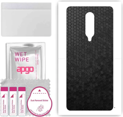 Produktbild von apgo Rückseite Schutzfolie, Skin, kompatibel mit OnePlus 8, Hinten Displayschutzfolie aus Vinylfolie, kratzfest, einfache Montage - Schwarze Honigwabe