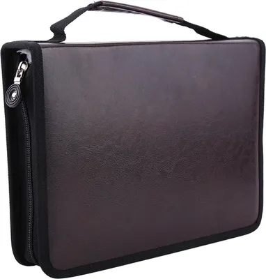 Produktbild von Großkapazität Kunstleder Stoff Bleistift Organizer Hülle Reißverschluss Stiftbeutel (braun)
