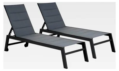 Produktbild von Set aus 2 Sonnenliegen Barbados aus grauem Textilene - Aluminium anthrazitgrau