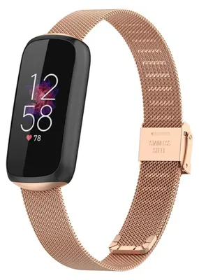 Produktbild von By Qubix passend für Fitbit Luxe - Milanaise-Armband mit Klemmverschluss - Champagnergold