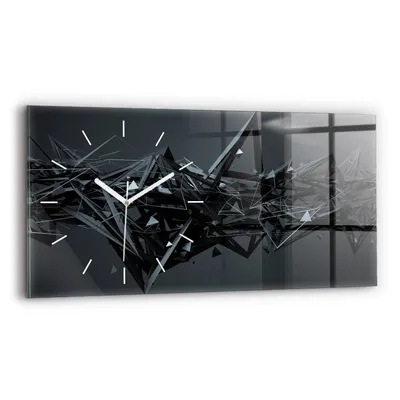 Produktbild von Wallfluent Wanduhr – Stilles Quarzuhrwerk - Uhr Dekoration Wohnzimmer Schlafzimmer Küche - Zifferblatt mit Strichen - weiße Zeiger - 60x30 cm - Schwarze Abstraktion