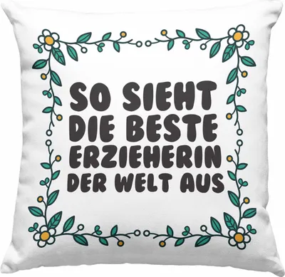 Produktbild von Trendation - Erzieherin Deko-Kissen mit Füllung 40x40 Geschenk Herz Geschenke Abschiedsgeschenk mit Spruch  Deko-Kissen mit Füllung 40x40 für Erzieherin (Grau)