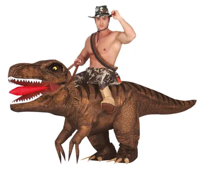 Produktbild von T-Rex Reiter Kostüm zum Aufblasen für Halloween & Fasching