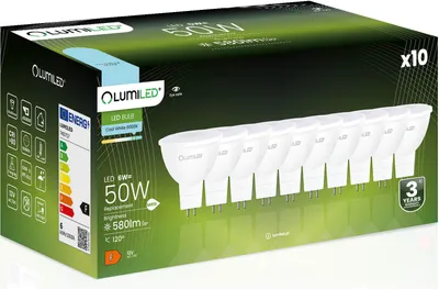 Produktbild von LUMILED GU5.3 LED Lampen Leuchtmittel, Spot 10 Stück Set MR16 6W entspricht 50W, 6500K Kaltweiß 12V 580 Lumen, 120° Abstrahlwinkel Spots kalt