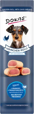 Produktbild von Dokas Dog Snack Hühnchen-Rolle mit Ente 10g