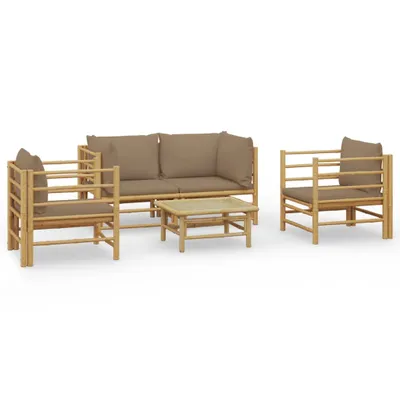 Produktbild von vidaXL 5-tlg. Garten-Lounge-Set mit Kissen Taupe Bambus