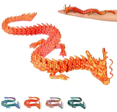 Immagine prodotto di Drago Cinese 3D XL – figura decorativa 50 cm | Statua Fantasy da collezione per mensola & vetrina | 14+ – Rosso-oro