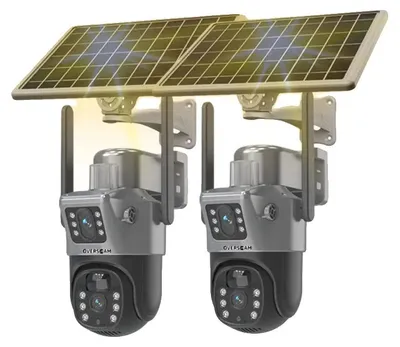 Image de Caméra PTZ sans fil, double objectif 8 MP, à énergie solaire, 2 caméras solaires 4G