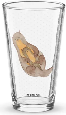 Produktbild von Mr. & Mrs. Panda Tumbler Otter Kind - Transparent - Geschenk, Trinkglas, Glas, Tochter, Mutter, Wasserglas, Bierglas, Cocktailglas, Geburt, Familie, Baby