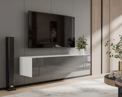 Produktbild von 4ALLHOME TV-Schrank 160 cm FELIX TV-Lowboard TV-Möbel Front in Grau Hochglanz