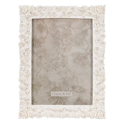 Image de Clayre & Eef Cadre photo 17x22 cm Blanc Doré Polyrésine Fleurs