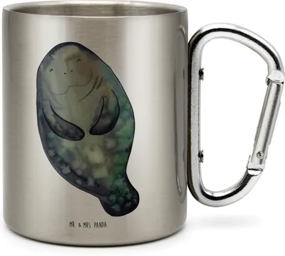 Produktbild von Mr. & Mrs. Panda Isolierbecher Edelstahl Seekuh Happy - Transparent - Geschenk, Achtsamkeit, Teetasse, Seekühe, Edelstahlbecher, Neuanfang, Edelstahltasse, Liebeskummer