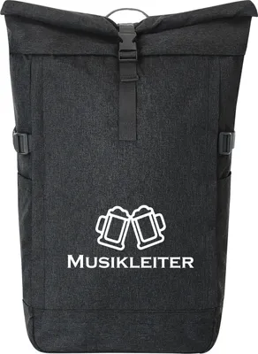 Produktbild von Huuraa Kurierrucksack Musikleiter Schützenfest 30-44 Liter Black Melange Fairtrade Rolltop Rucksack Geschenkidee