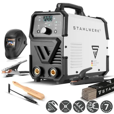 Image de STAHLWERK Poste de soudage électrodes ARC 200 Puls Pro - équipement complet, sans gaz de protection, compact, MMA (E-Hand), Lift-TIG Inverter avec 200 A, fonction pulse