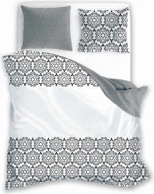 Zdjęcie produktu dla Pościel bawełniana 160x200 Glamour 017 szaro-biały ornament Faro 01