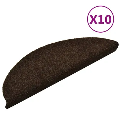 Obrázek produktu pro Schodové rohože samolepicí 10 ks 56 x 17 x 3 cm hnědé půlkulaté