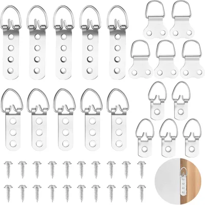 Produktbild von D-Ring Bilderhaken Set, 40 Stück, Metall, für Bilderrahmen