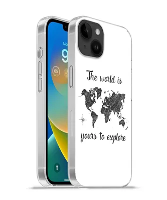 Produktbild von MuchoWow® Handyhülle Schutzhülle Hülle für Apple iPhone 14 Plus - Soft case Weltkarte - Schwarz - Sprichwörter Silikon Softcase Handy Hülle - Abbildung