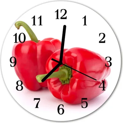 Produktbild von Glasuhr Wanduhr Küchenuhr Echt-Glas 30fi cm Paprika rot