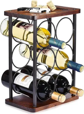 Produktbild von Weinregal 6 Flaschen Holz freistehend Deko Küche Bar Kollektion Display