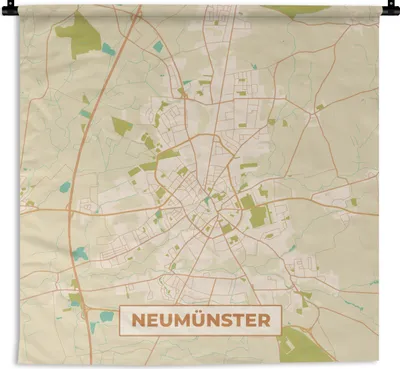 Produktbild von MuchoWow® Wandteppich Wandbehang Neumünster - Jahrgang - Karte - Stadtplan 150x150 cm Tapisserie Dekoration Wandtuch - Wohnaccessoires - Modernes