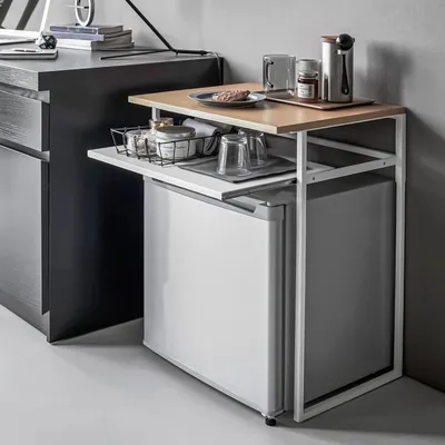 Produktbild von Yamazaki Beistelltisch mit Ausziehplatte 53x67x45cm Ablagetisch Sofatisch Metall weiß
