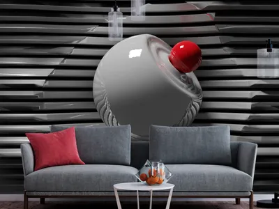 Produktbild von Vlies Fototapete 3D Effekt 350x256 cm Tapeten Wandtapete XXL Abstrakt Kugel grau rot n-A-1167-a-a