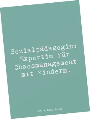 Produktbild von Mr. & Mrs. Panda Ansichtskarte Spruch Sozialpädagogin Chaosmeisterin - Meeresbrise - Geschenk, Postkarte, Jugendhilfe, Beruf, Vertrauen, Ansichtskarten, Postkarten