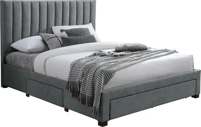 Produktbild von Bett mit 3 Schubladen 160 x 200 cm - Stoff - Grau - LIAKO