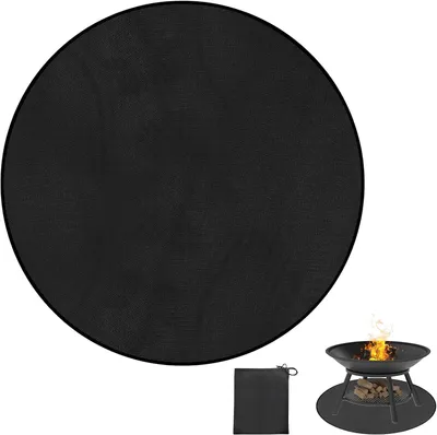 Productafbeelding van Vuurvaste Onderlaag - Brandwerende Mat - Terras Beschermen - Hittebestendig Materiaal - 97 x 97 cm - Zwart