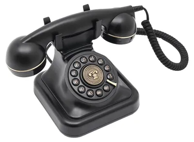 Image de Téléphone vintage décoratif - Téléphone de table filaire - Clavier numérique - Prise d'appel, numérotation et rappel - Plastique - Noir