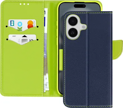 Zdjęcie produktu dla Avizar, etui typu portfel na Apple iPhone 16 z przegródkami na karty, kolor granatowy