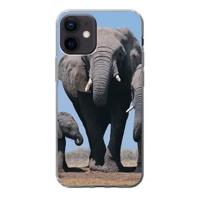 Produktbild von MuchoWow® Handyhülle Schutzhülle Hülle für iPhone 12 Elefant - Prärie - Tiere - Natur Silikon Softcase Handy Hülle - Schutzhülle