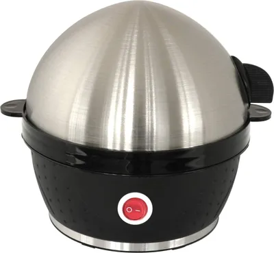 Image de Cuiseur à œufs Deski en acier inoxydable noir, jusqu'à 7 œufs, 380 watts, avec perce-coquille