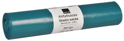 Produktbild von 10x Abfallsäcke 120 L, 700x1100 mm, 34 my LDPE, Blau | 1 Stück