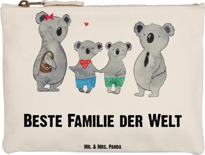 Produktbild von Mr. & Mrs. Panda Federmappe Koala Familie zwei Grösse XL Große - Weiß - Geschenk, Kosmetiktasche, Kulturtasche, Schlampermäppchen, Familienleben, Muttertag, Koalabär