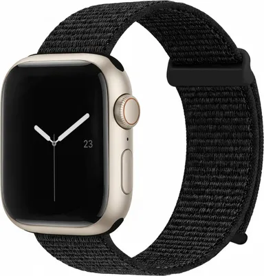 Produktbild von Smartwatch Armband für Apple Watch Series 4 40mm Nylon Textil Band Ersatzband Wechselband Klettverschluss flexibel atmungsaktiv Schwarz