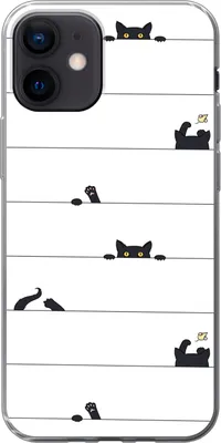 Produktbild von MuchoWow® Handyhülle Schutzhülle Hülle für Telefoonhoesje iPhone 12 Katze - Muster - Maus - Jungen - Mädchen - Kinder - Kinder Silikon Softcase Handy Hülle - Schutzhülle
