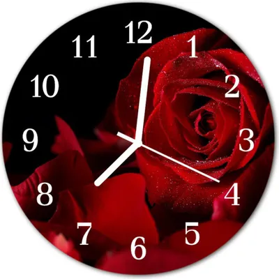 Produktbild von Glasuhr Wanduhr Küchenuhr Echt-Glas 30fi cm Rose rot