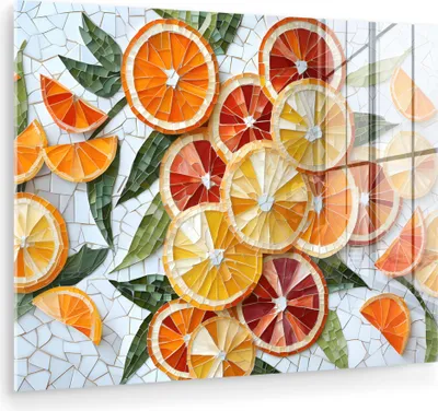 Produktbild von MuchoWow Glasbilder - Bilder auf Wandbild - Foto auf Glas Scheiben - Obst - Orange - Mosaik 80x60 cm Wanddekoration aus Glas - Acrylglasbild - Acrylbilder - Wanddekorationen
