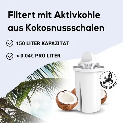 Produktbild von perlopur Glas-Wasserfilter anthrazit, 2 L, inkl. 1 Universal-Filterkartusche