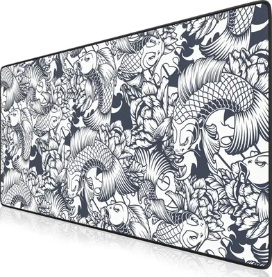 Produktbild von Titanwolf Gaming Mauspad XXL, 900 x 400 x 3 mm, Schreibtischunterlage, abwaschbar, rutschfeste Rückseite, Geschwindigkeit & Präzision, Koi Tattoo