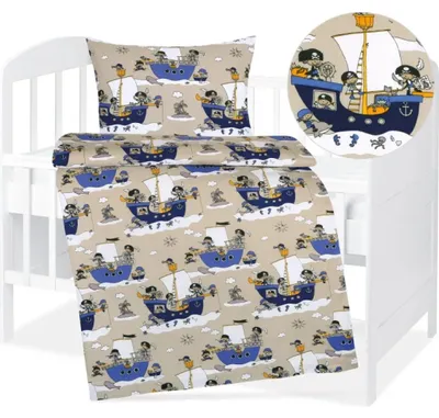 Obrázok produktu pre Detská bavlnená posteľná bielizeň  – 90 x 135 cm, 45 x 60 cm –  modrá