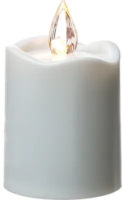 LED Grabkerze - Grablicht - Sensor - gelb flackernde LED - H: 9,5cm D:6cm - 2500h Leuchtdauer - weiß
