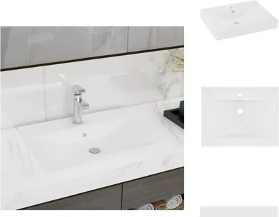 Produktbild von vidaXL Luxus-Waschbecken mit Hahnloch Matt-Weiß 60x46 cm Keramik -  Badezimmer-Waschbecken