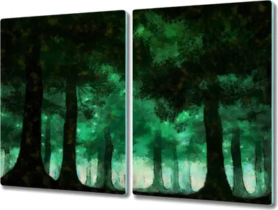 Produktbild von Coloray Hackbrett Herdabdeckplatte 2x40x52 cm Küchenbrett Kochplattenabdeckung Schneidebrett - Gemälde Waldbaum
