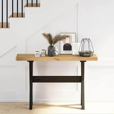 Obrázok produktu pre vidaXL Konzolový stôl NOAIN s nohami v tvare X 120x30x75 cm z masívneho borovicového dreva